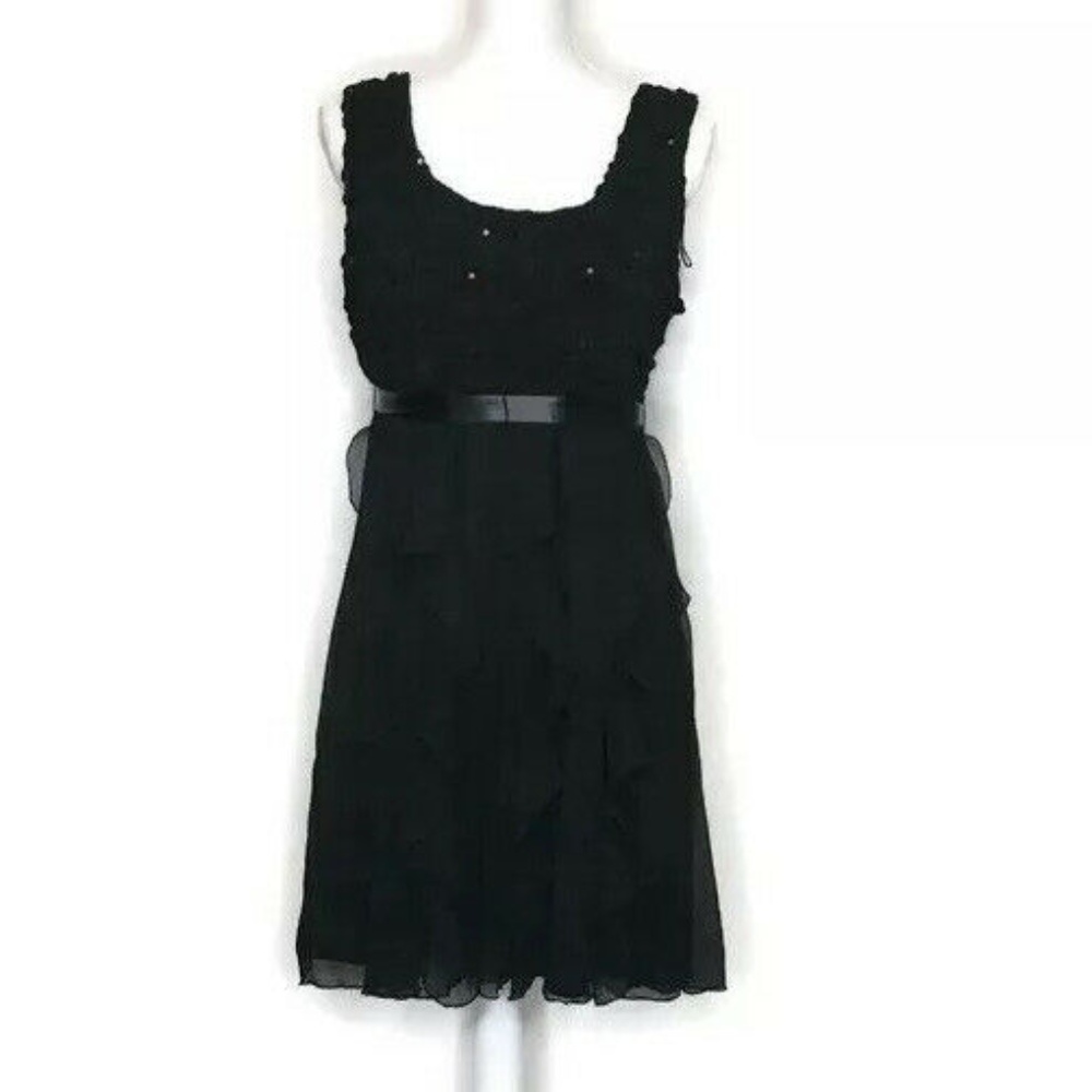 Black Sequin Ruffle Dress L Tiana B Dress